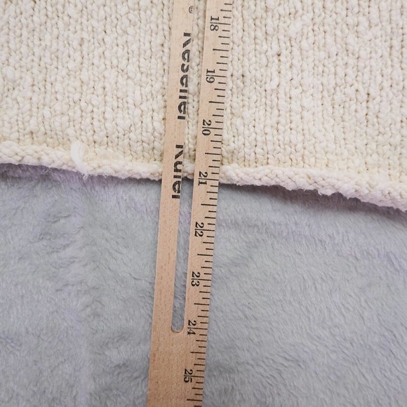 Sundance Womens Sweater L Ivory Knit Turtleneck Crocheted Sleeves Cabin Stretch - Picture 9 of 11